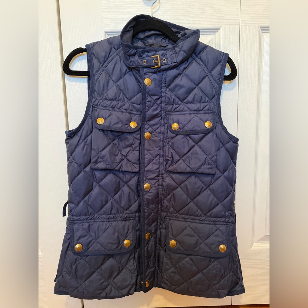 Polo Ralph Lauren Quilted Navy Vest with Gold Buttons